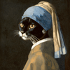 Cat with the Pearl Earring Embroidered