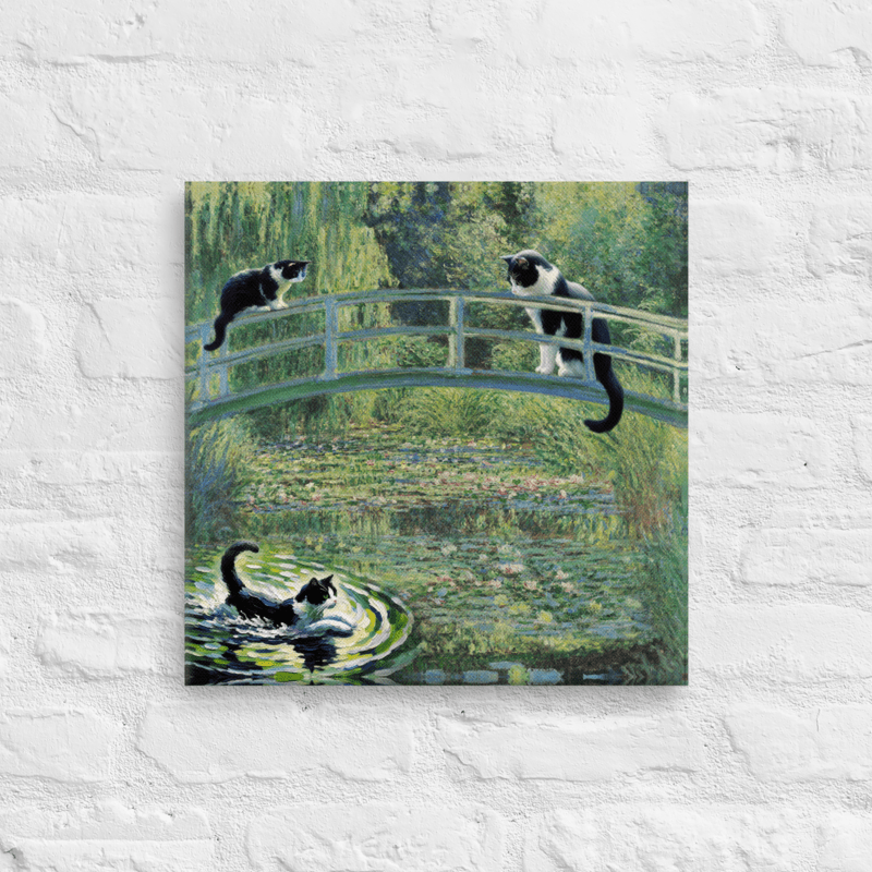 Cats by Monet's Bridge Canvas